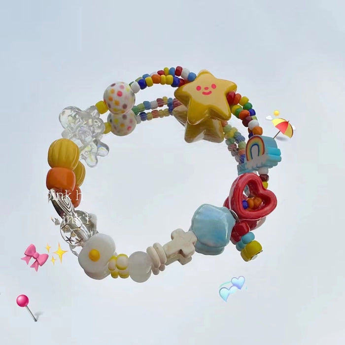 Wholesale Colorful Rainbow Star Elastic Rope Bracelet Jewelry