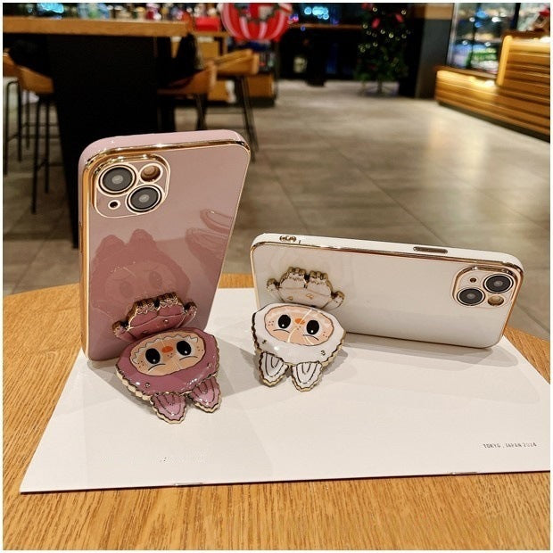 Wholesale Cute Cartoon Solid Color Electroplated Mirror Phone Stand