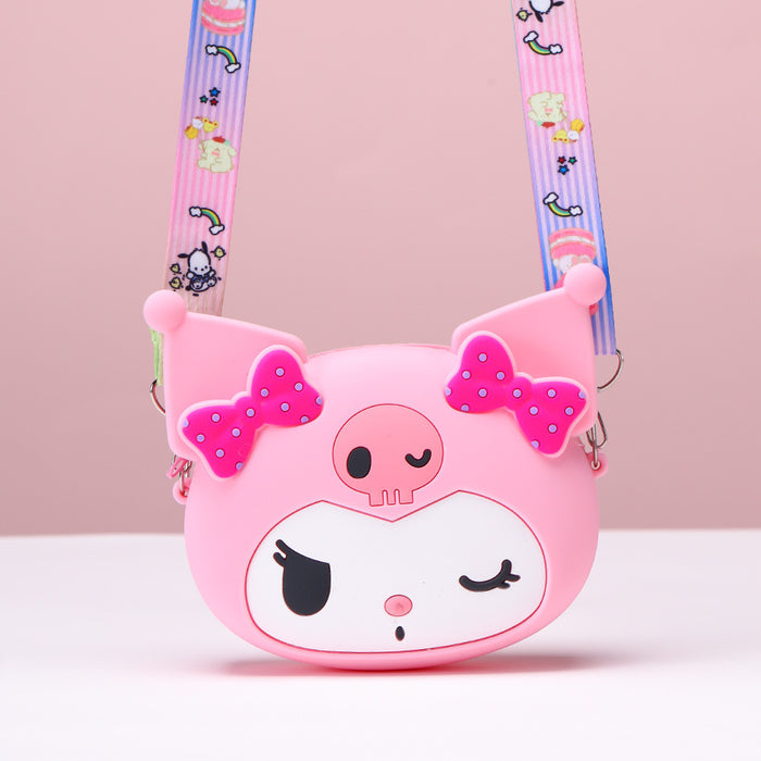 Wholesale Cartoon children's coin purse, three-dimensional silicone crossbody bag, mini cute girl portable bag