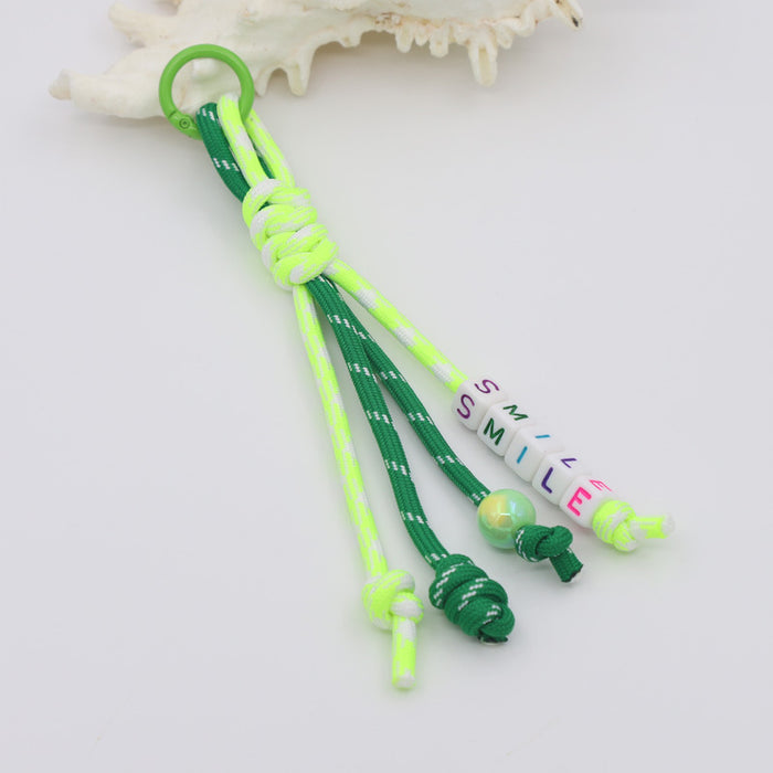 Wholesale New handmade woven colorful rope knotted letter bag pendant DIY keychain car ornament