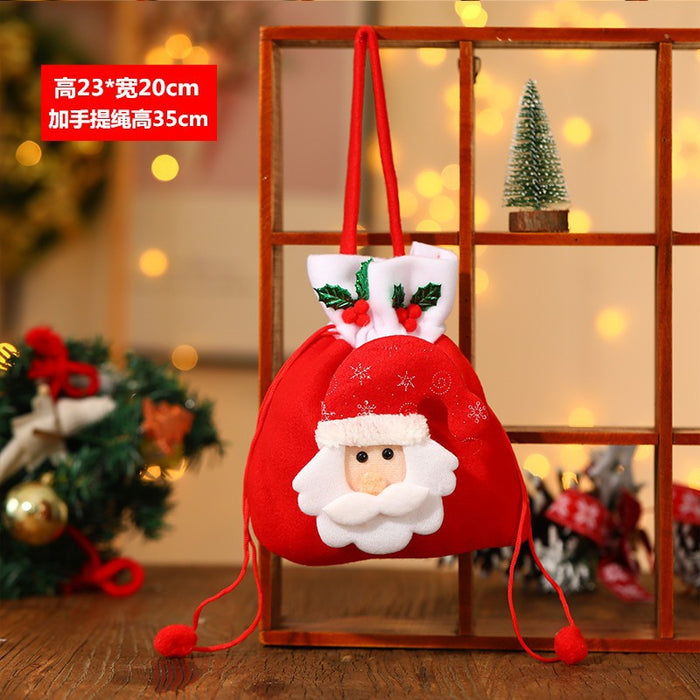 Wholesale Christmas Neck Gift Bag Happy Decal Flower Handbag Candy Bag Cartoon Children' s Handbag Apple Bag Gift Bag