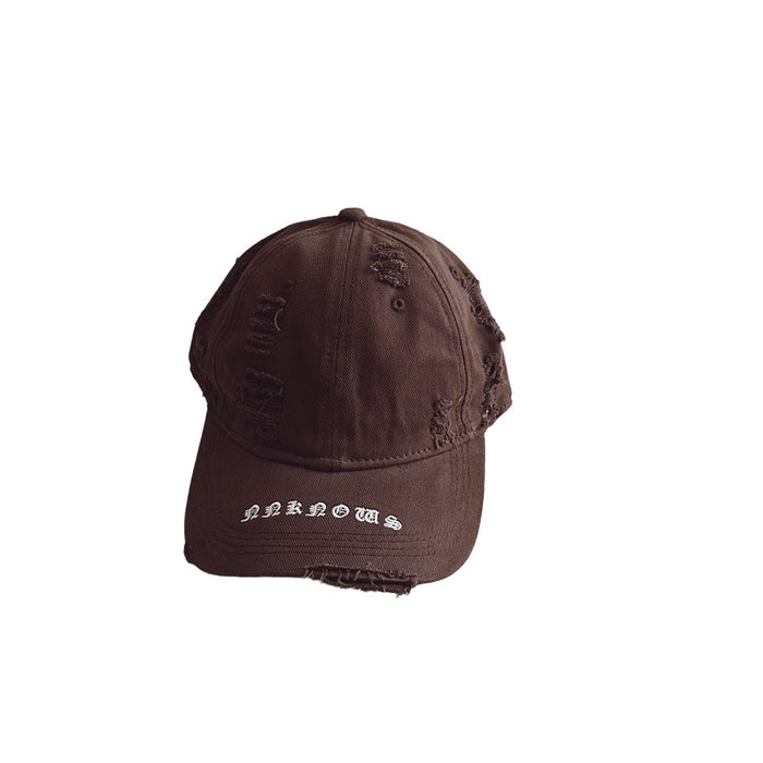 Wholesale Children's duckbill cap with worn holes, embroidered letters, fashionable sun shading baseball caps for boys and girls
