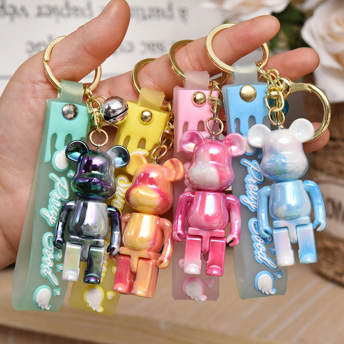 Wholesale Acrylic Colorful Bear Keychain Pendant Cartoon Couple Doll Backpack Car Keychain Small Gift