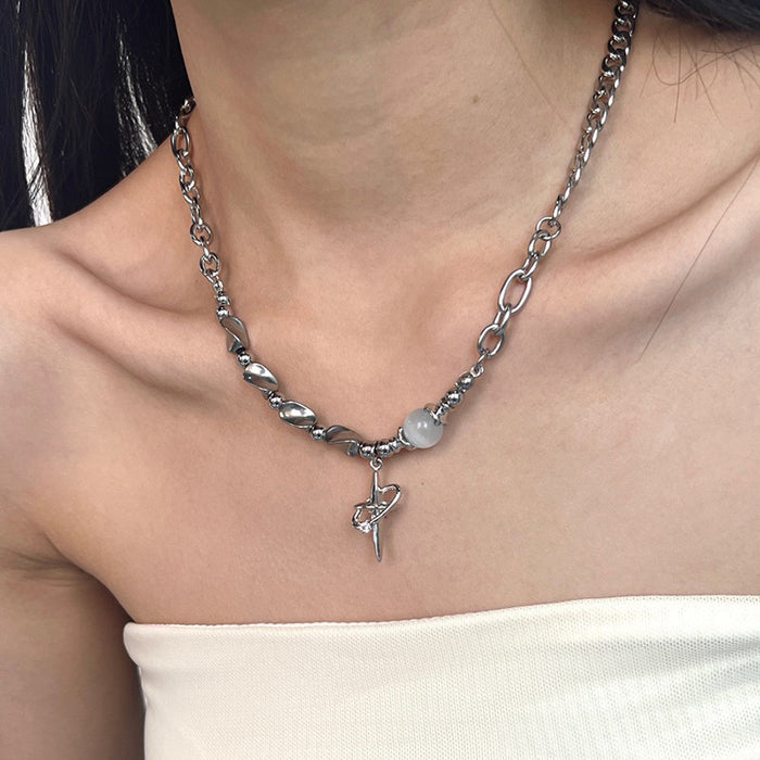 Wholesale Irregular Brooch Moonstone ing Necklace Clavicle Chain