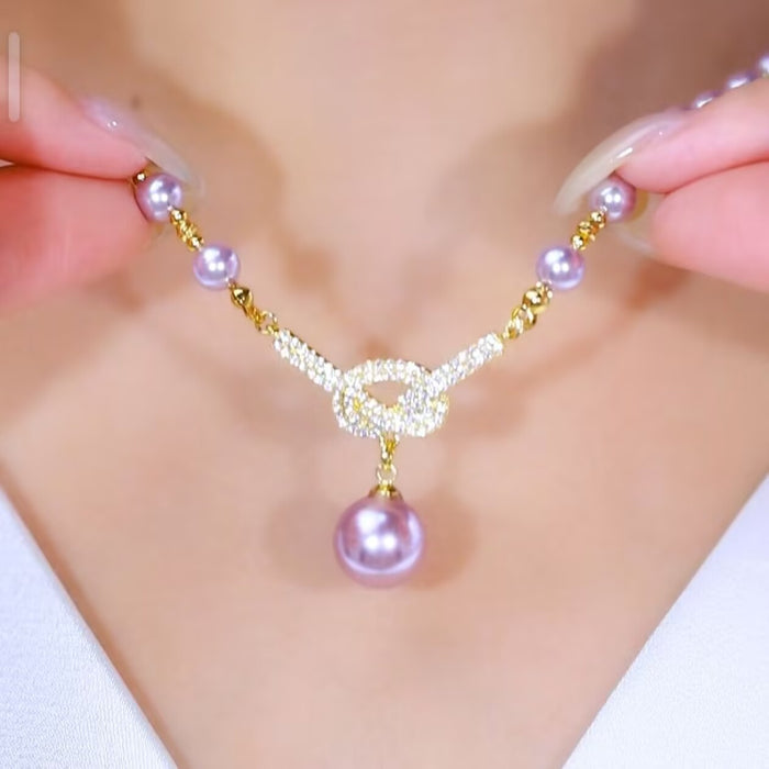 Wholesale Purple full diamond bead necklace