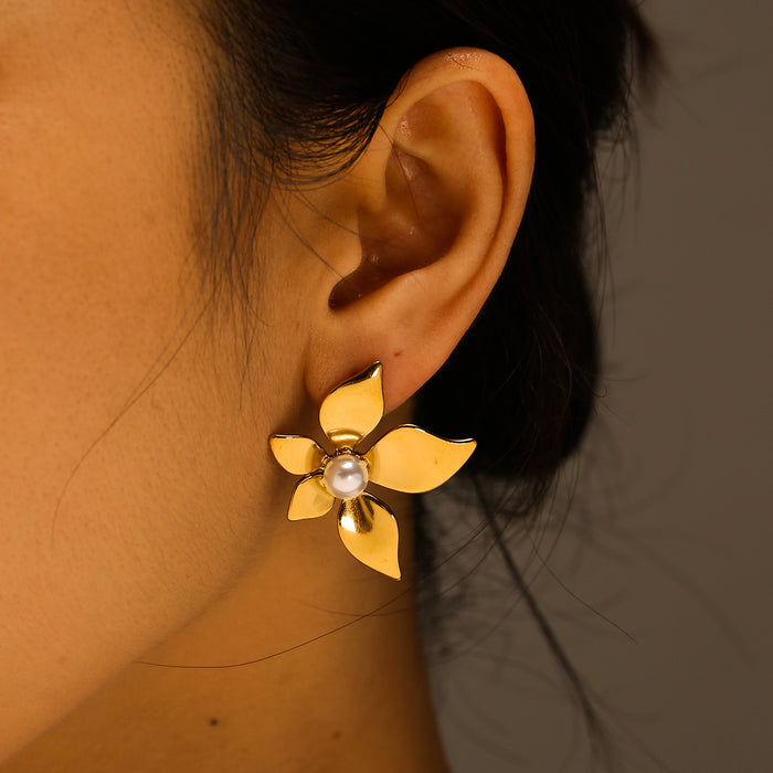 Wholesale Light luxury stainless steel double ring earrings with high-end feel, double-layer heart-shaped earrings wholesale