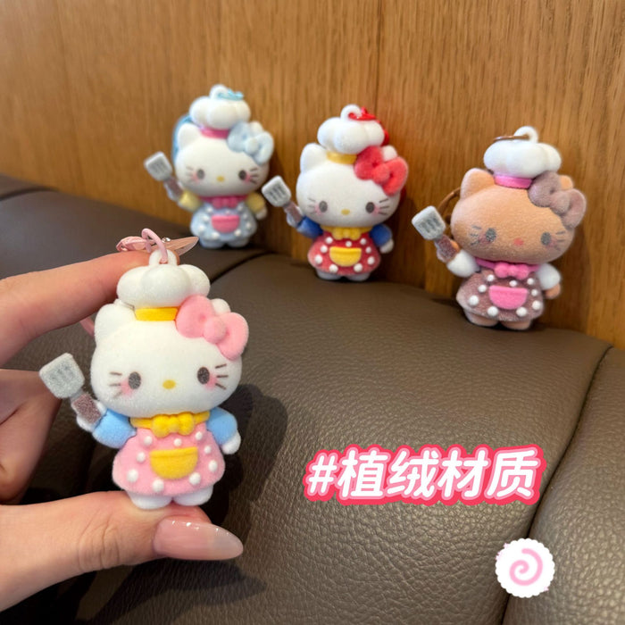 Wholesale Chef Cat Flocked Keychain Bag Charm Car Key Accessory MOQ≥2