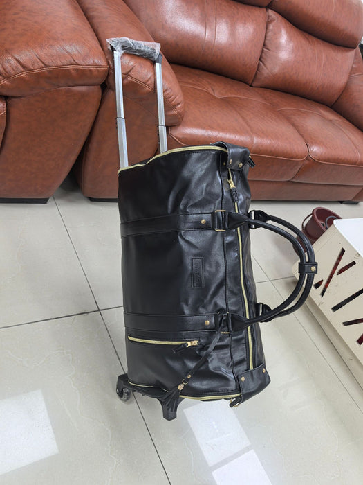Wholesale Travel convenient carry-on clothing bag large PU leather luggage trolley bag