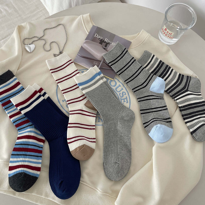 Wholesale Socks made of cotton, mid tube socks, striped pile socks, long socks