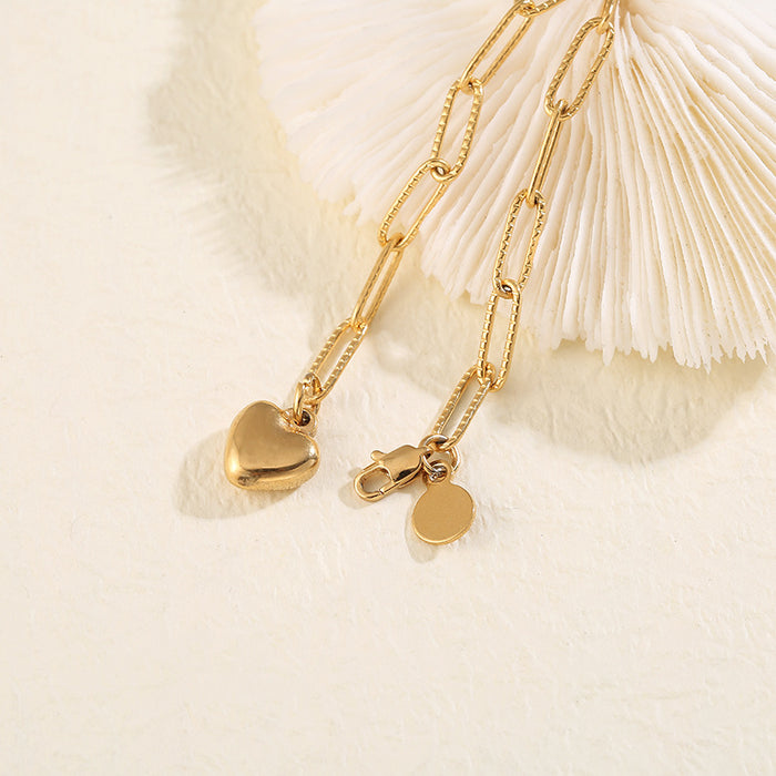 Wholesale Simple stainless steel titanium steel heart-shaped pendant bracelet for women