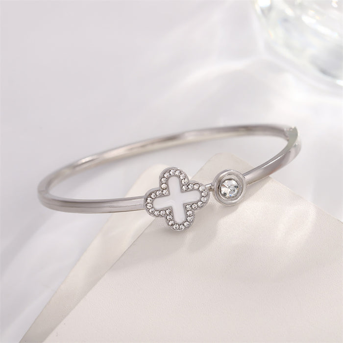 Four-leaf Clover Diamond Bracelet High-end Sense Bracelet Zircon Open Bracelet Wholesale