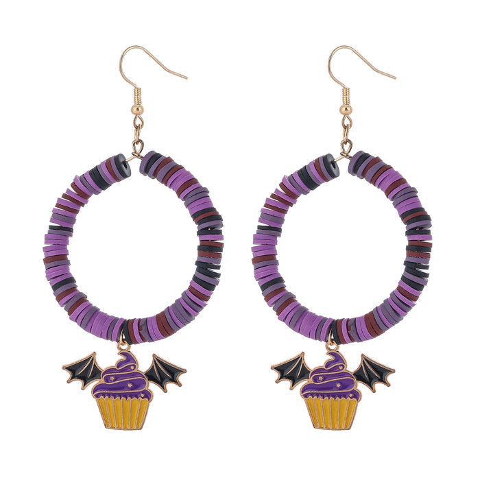 Wholesale  themed earrings,  black and white,  orange and purple  main color earrings