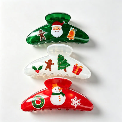 Wholesale Christmas PVC Shark Claw Hair Clip Cute Deer Snowman Design Women S Everyday Hair Accessory Boutique Resale Gift
