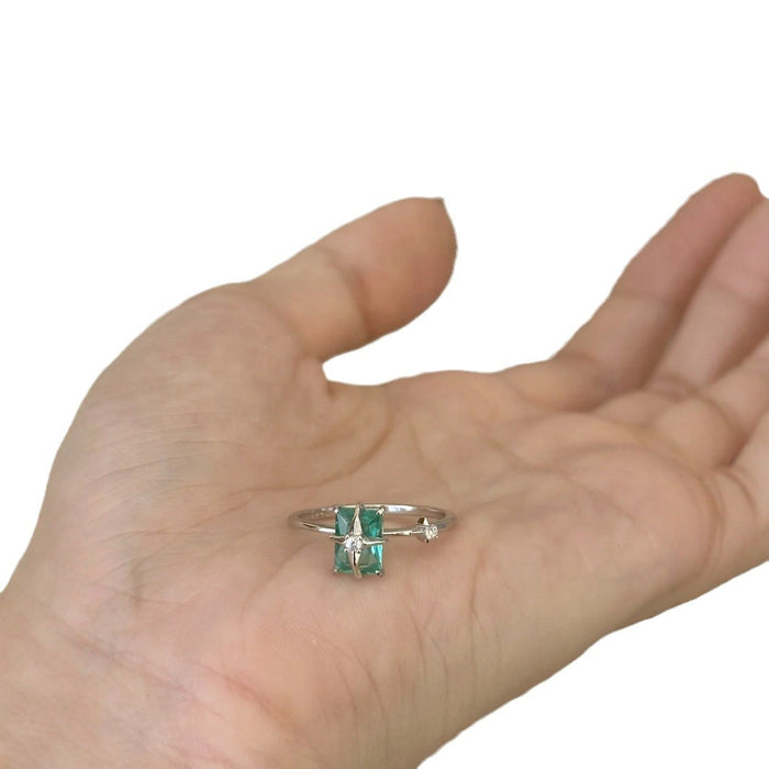 Wholesale Square zircon ring, light luxury temperament, high-end fashion ring