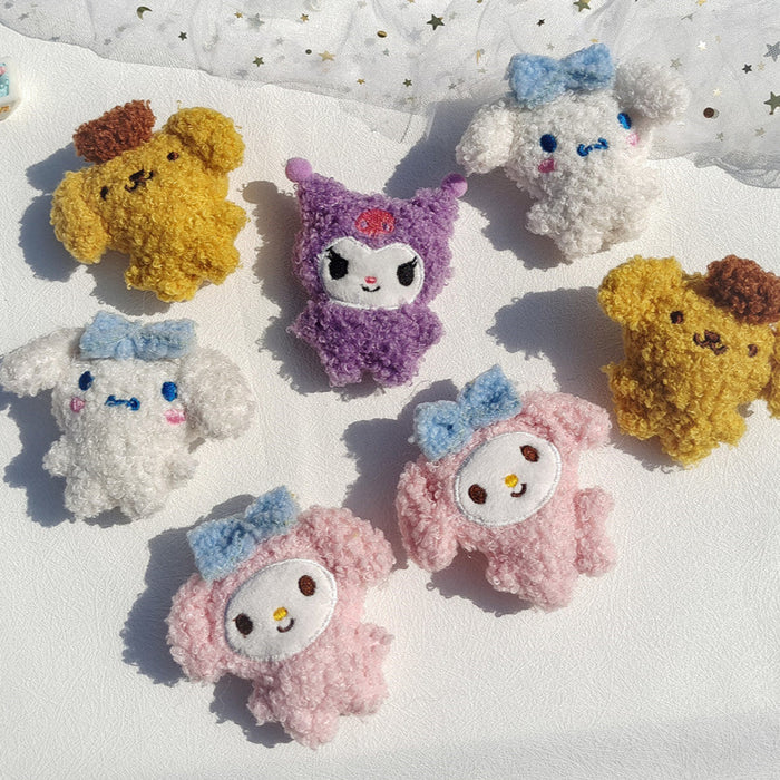 Wholesale New cute cartoon plush doll brooch curly hair decorative doll pendant