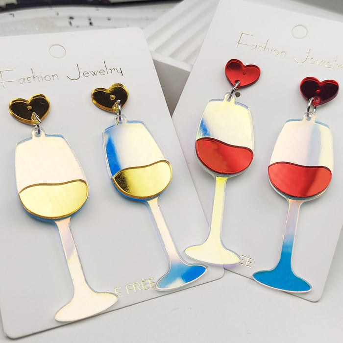 Wholesale High-foot Red Wine Glass Acrylic Cartoon Earrings JDC-ES-JiaYi010