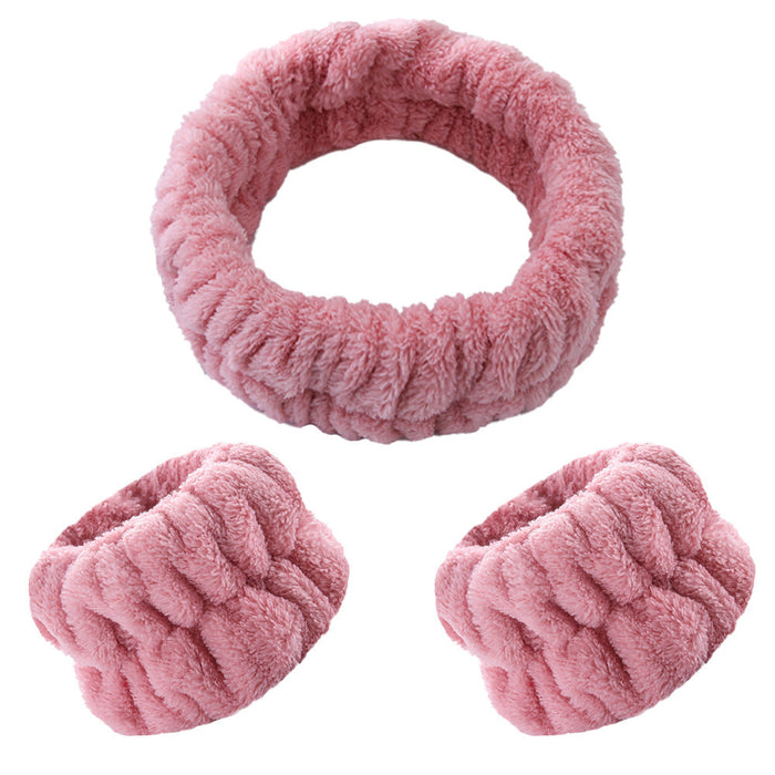Wholesale Hairbands and Wristbands Set Hot Selling Women' s Face Wash Non-Slip Headband Pleated Hair Accessories Hairbands