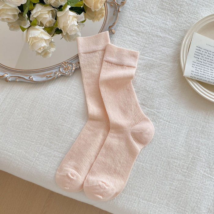 Wholesale Socks, thin, pure cotton, mid tube socks, mesh breathable, boneless stacking socks