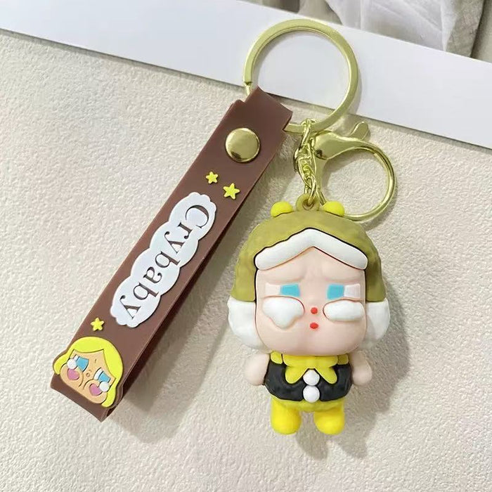 Wholesale Cartoon Flocking Crying Baby Keychain Cute Silicone Doll Doll Car Keychain Gift Bag Pendant