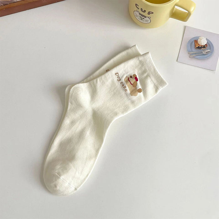 Wholesale Cartoon Socks Children's Middle Socks Cute College Style Bow Dog Striped Long Socks
