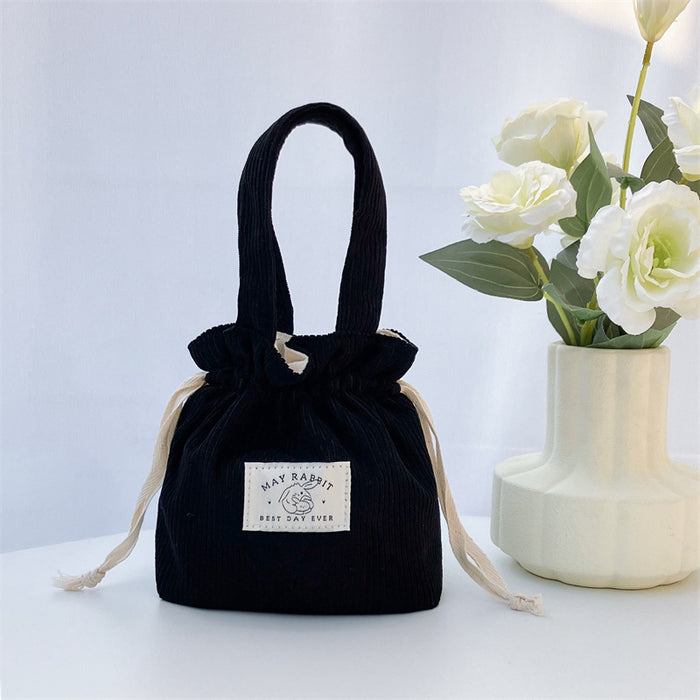 Wholesale Corduroy drawstring bag, large capacity handbag storage bag, canvas bag with hand tie pocket