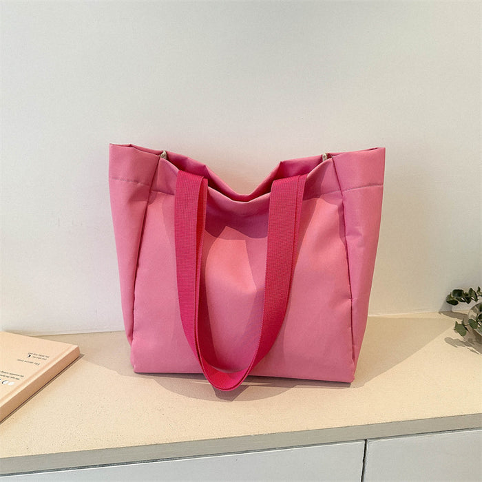 Wholesale Solid color large capacity canvas shoulder bag, simple commuting tote bag, shopping bag