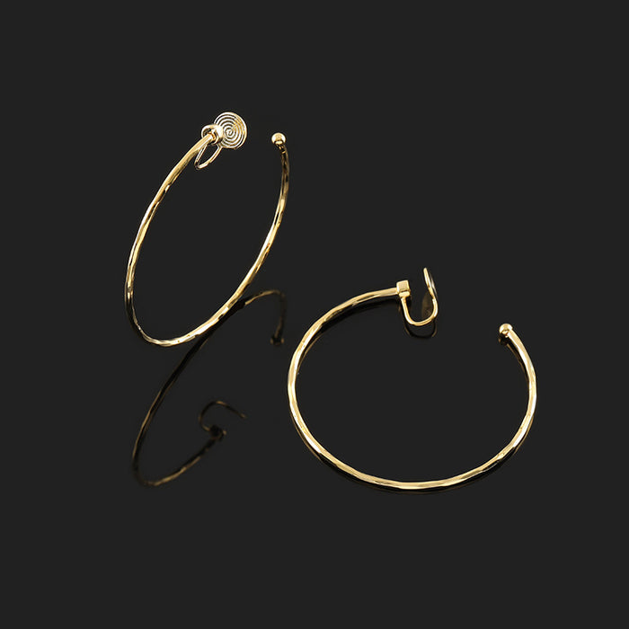 Wholesale large circle earrings silver needle non-pierced integrated coil ear clip earrings