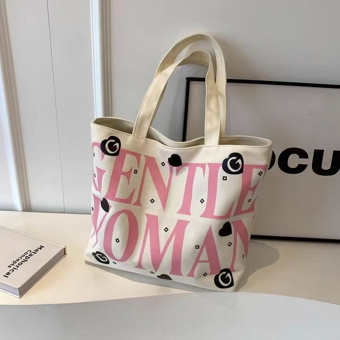Wholesale Canvas bag, tote bag, commuting bag, versatile printed handbag, shoulder bag, shopping bag