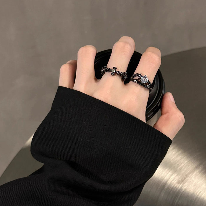 Wholesale Zircon ring with adjustable opening for niche high-end matching, light luxury and versatile new jewelry