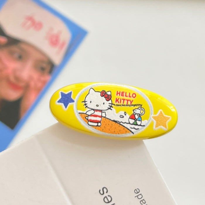 Wholesale Retro printed Oval duckbill clip sweet cool girl heart hairpin niche cartoon headdress female student