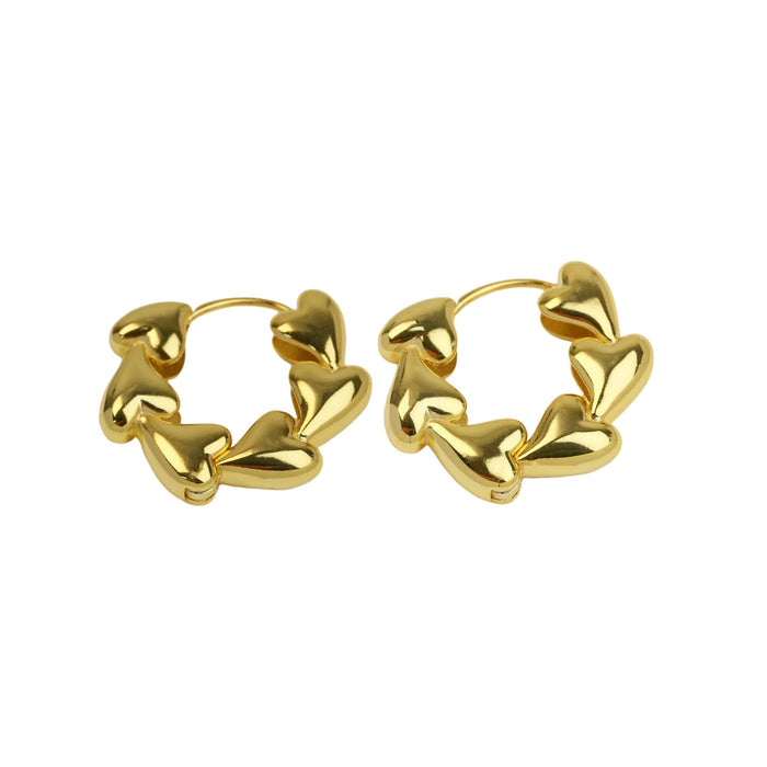 Wholesale 2PCS 18K Gold Brass Polished Heart Earrings JDC-ES-BaiYi027