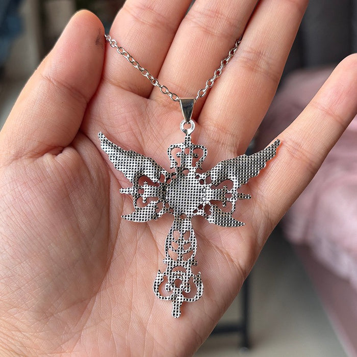 Wholesale Red Devil's Eye Pendant Jewelry Creative Cross Stainless Steel Necklace Necklace