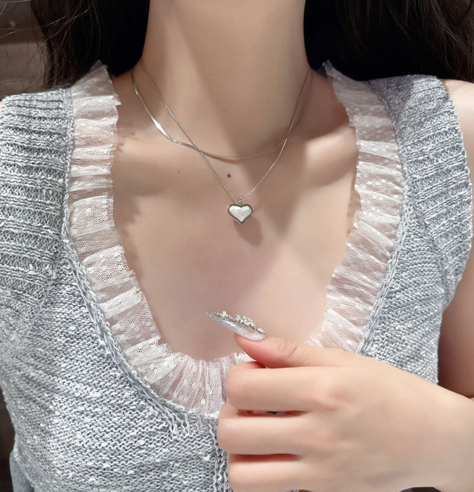 Wholesale Double Layer Stacked Titanium Steel Love Snake Bone Necklace