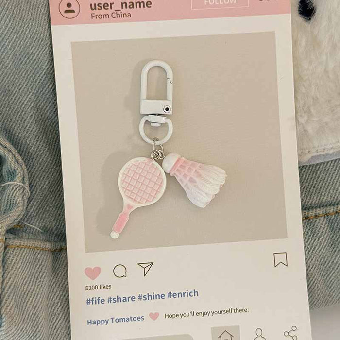 Wholesale Simulation badminton keychain cute pendant student couple gift creative key ring gift bag pendant