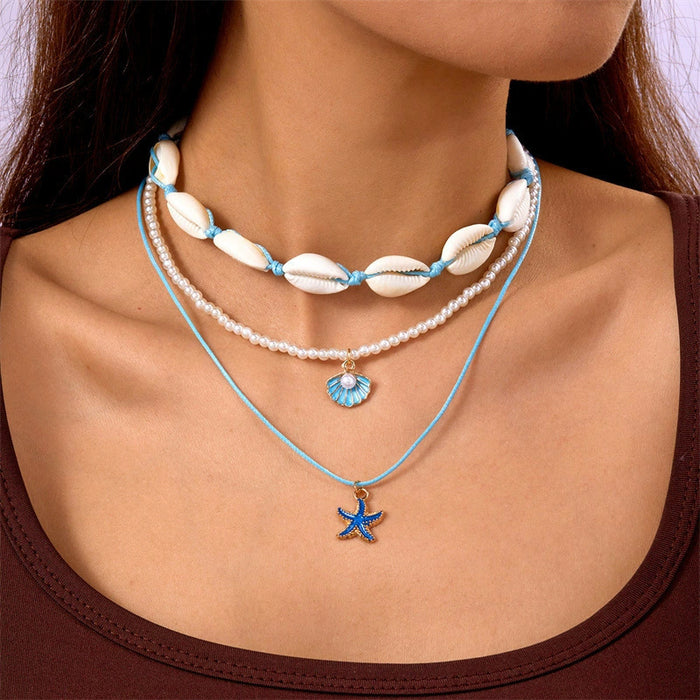 Wholesale Natural Shell Necklace Women Beaded Light Luxury Necklace Bohemian Niche Design