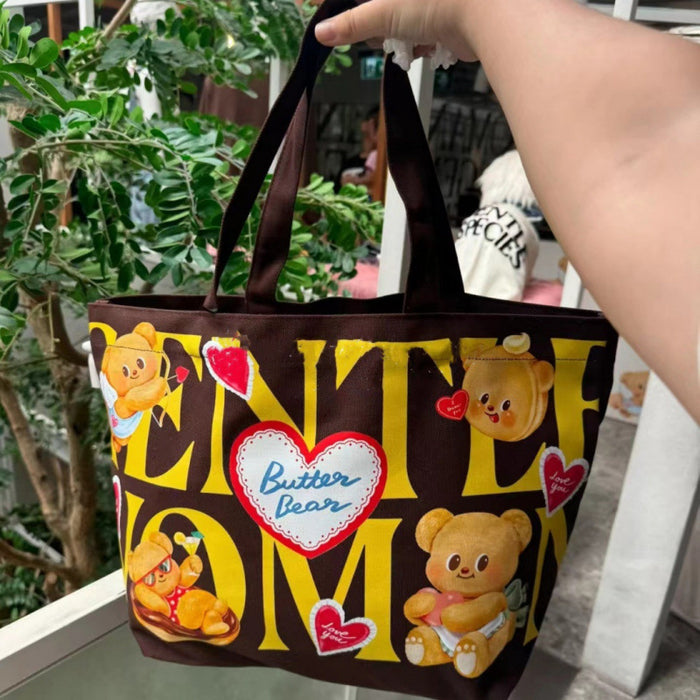 Wholesale Canvas Bag Bear Joint Tote Bag Cute Cartoon Large Capacity Handbag