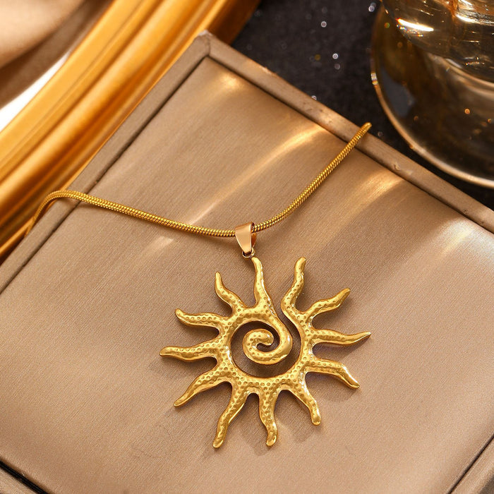 Wholesale Hollow Sun Stainless Steel choker necklace Earrings rings SET