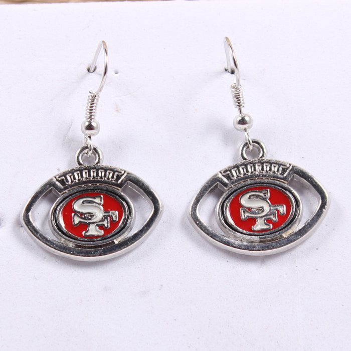 Wholesale team earrings earrings  rugby shape earrings lightning cowboy chief pirate Steelman