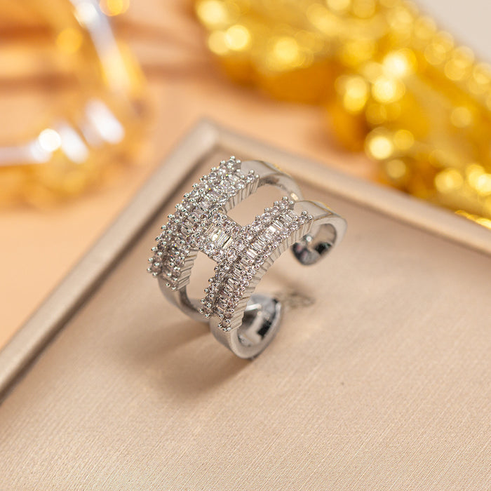Wholesale Vintage Gold Plated Geometric Hollow Out Ring Adjustable Jewelry Accessory MOQ≥2