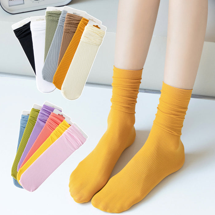 Wholesale Thin socks, velvet mid tube socks, stacked socks, rolled edge stockings