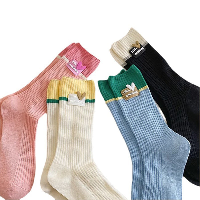 Wholesale Socks color blocked cotton pile socks color blocked heart