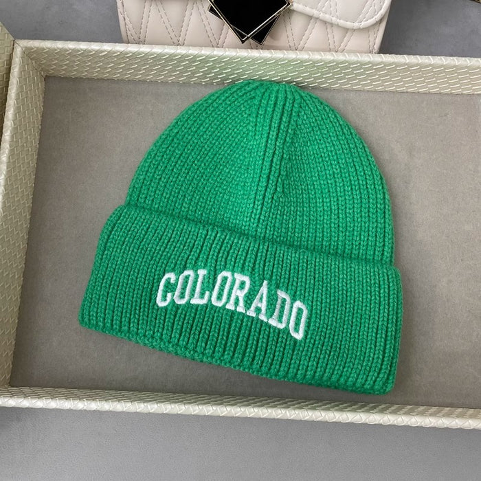 Wholesale White woolen hat, versatile letter knitted hat for students, warm and cold hat for men