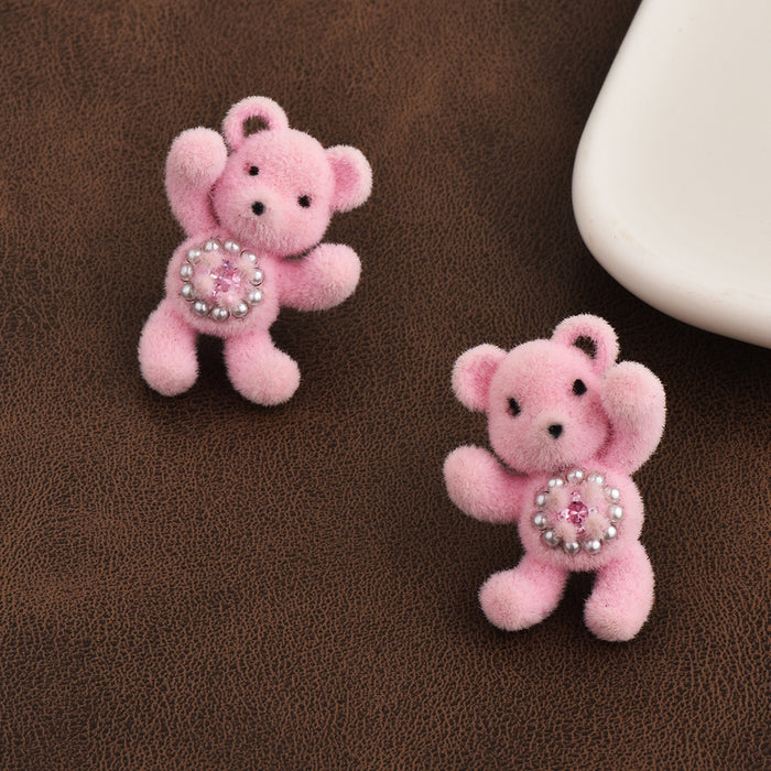 Wholesale Flocked Bear Pendant Pearl Necklaces