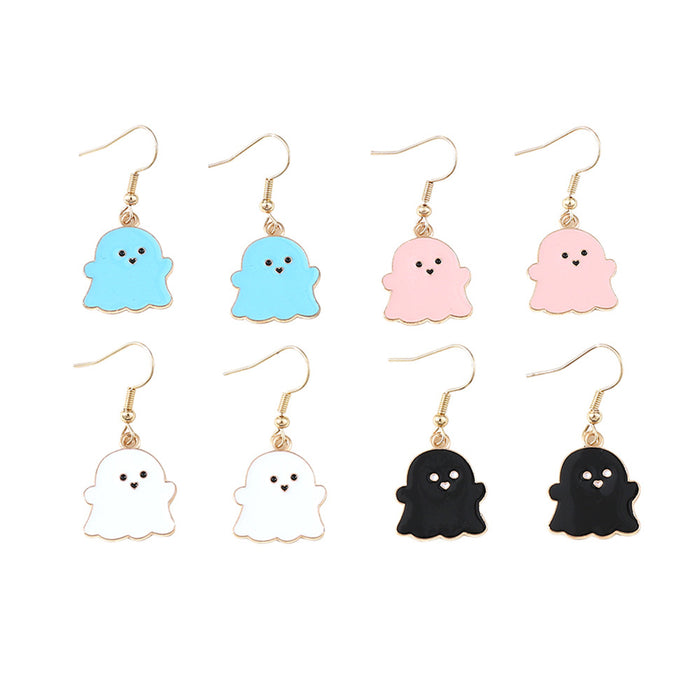 Wholesale Zinc Alloy Ghost Earrings Set 4 Pairs  Cartoon Dripping Oil Drop Earring