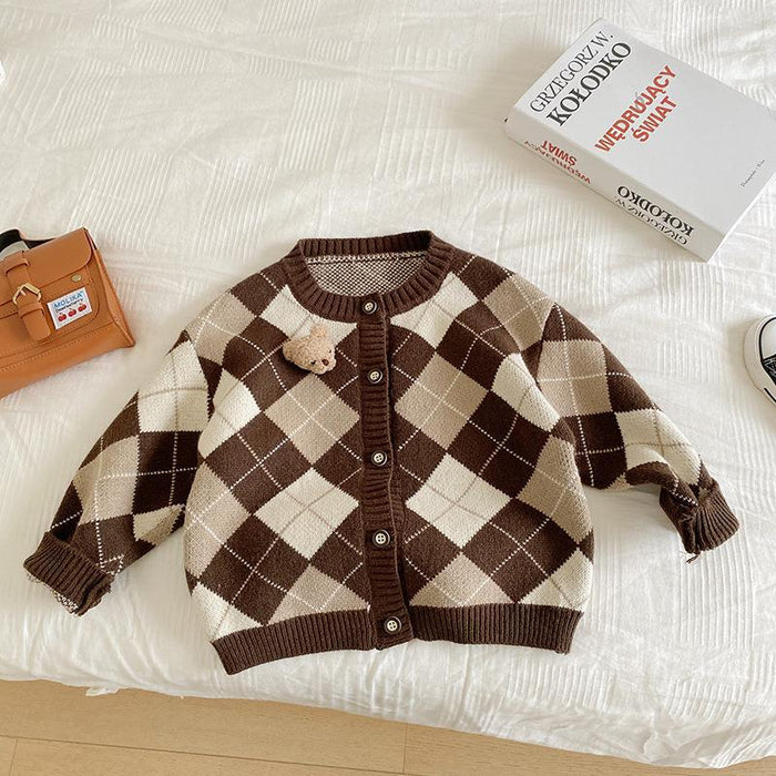 Wholesale Children's Plaid Sweaters for 1-7 Years Old Spring Baby Jackets Boys' Knitted Sweaters Girls' Spring Shirts JDC-BC-XZXY007