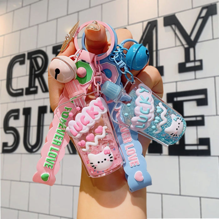 Wholesale Luminous bubble beads keychain cute liquid quicksand pendant school bag accessories small gift keychain