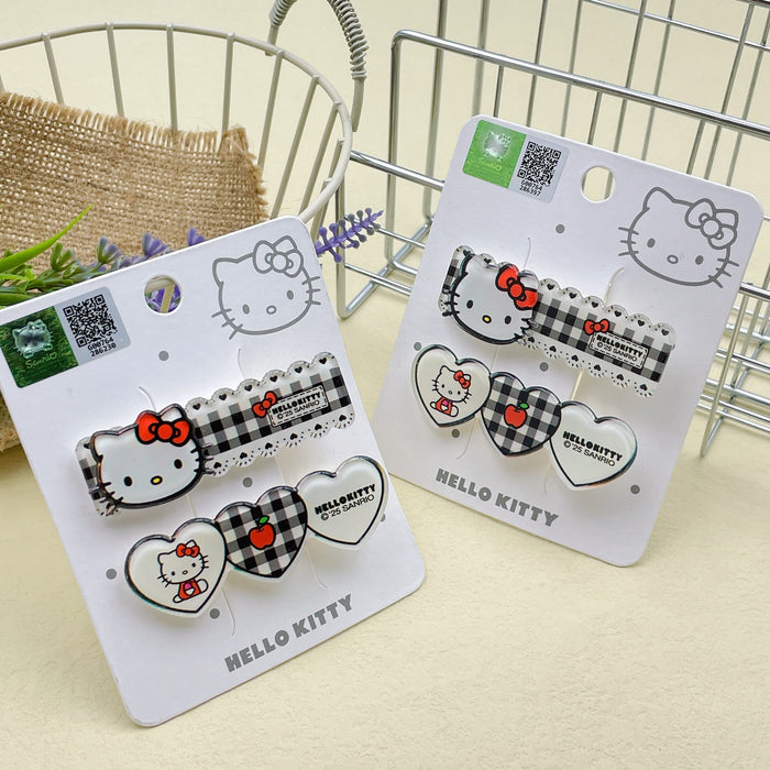 Wholesale Cute cartoon checkered heart-shaped side hair clip