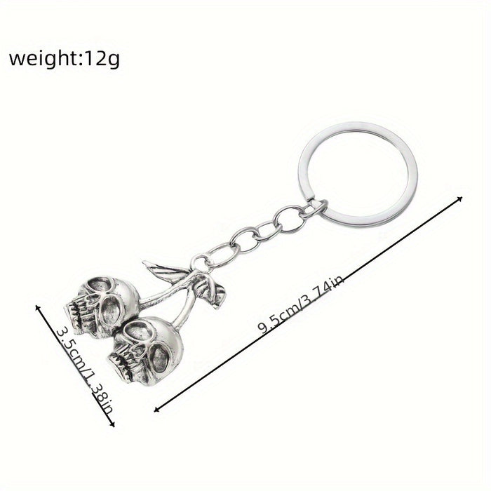 Wholesale Dark Style  Cherry Skull Keychain Bag Charm Zinc Alloy Party Gift