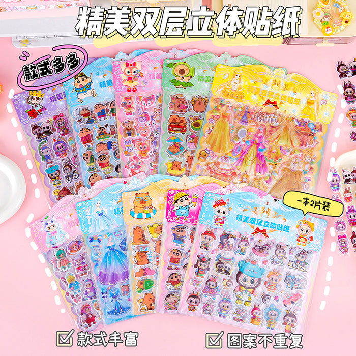 Wholesale Random Double-layer portable cartoon change bubble sticker paper card student gift foam sponge children' s three-dimensional reward sticker