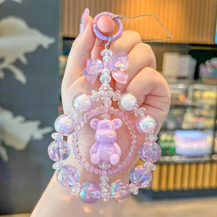 Wholesale Cute Double-Sided Bear Handmade Beaded Acrylic Keychain